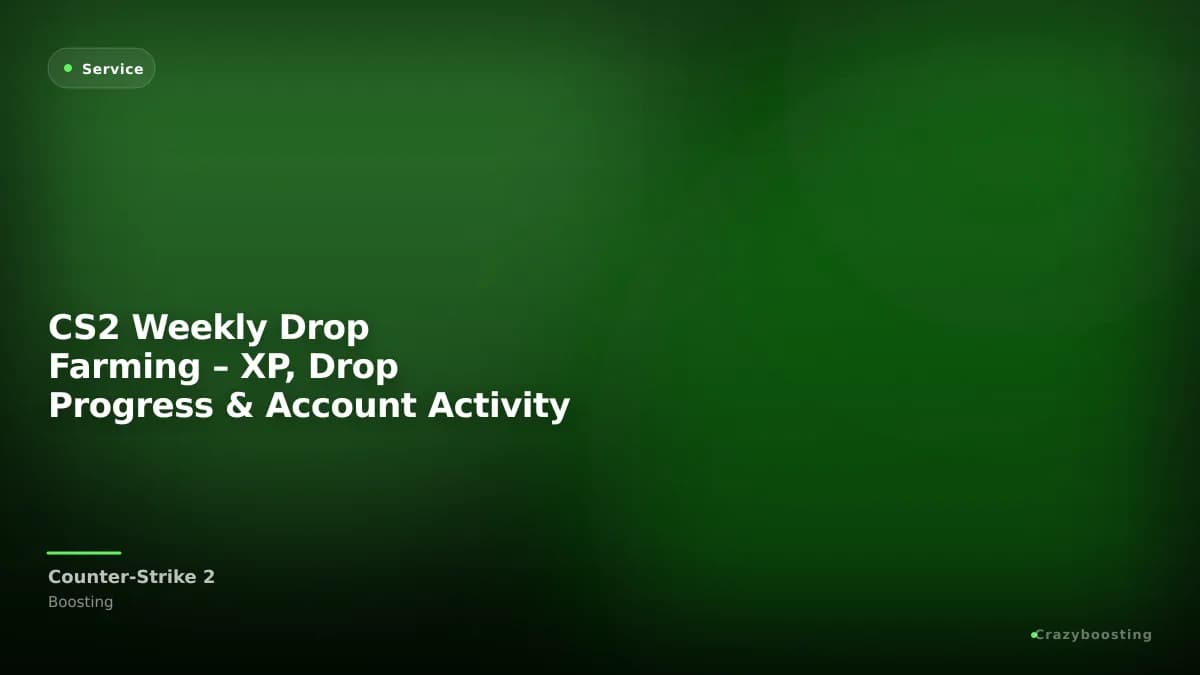 CS2 Weekly Drop Farming – XP, Drop Progress & Account Activity