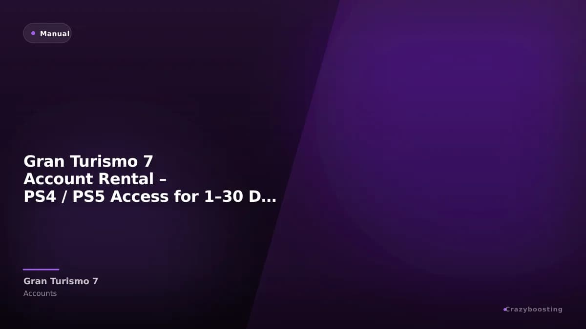 Gran Turismo 7 Account Rental – PS4 / PS5 Access for 1–30 Days