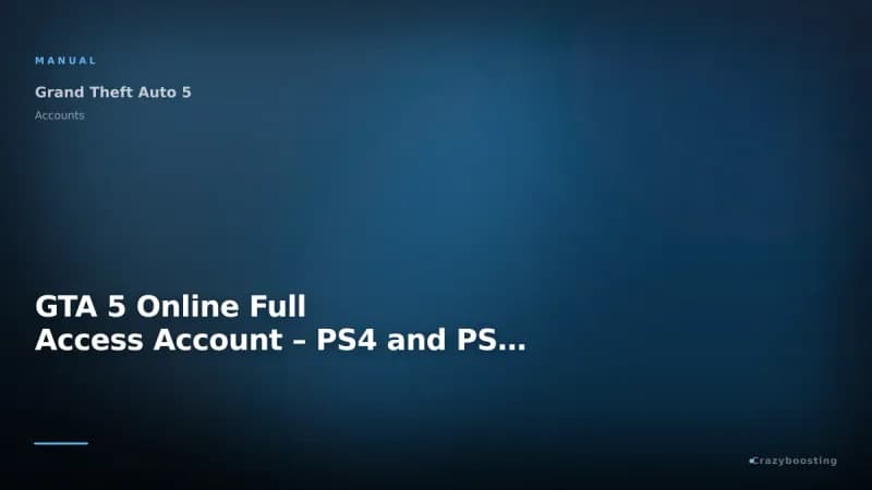 GTA 5 Online Full Access Account – PS4 and PS5 GTA V Account