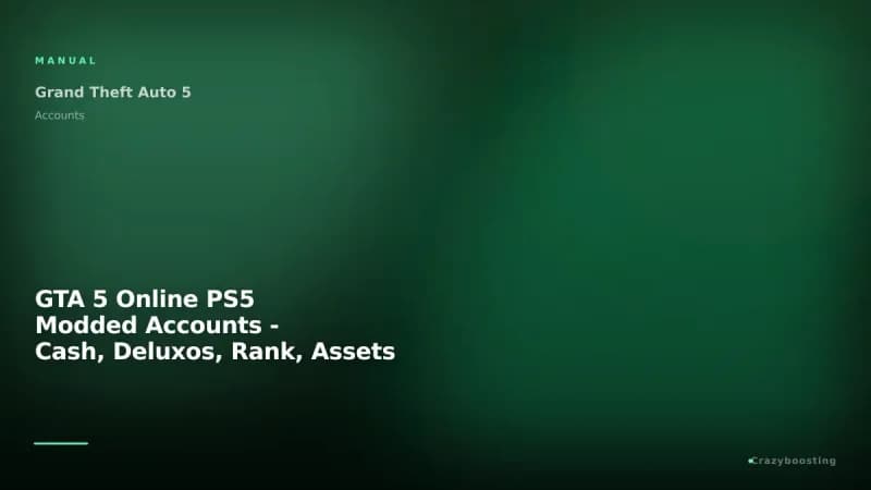 GTA 5 Online PS5 Modded Accounts - Cash, Deluxos, Rank, Assets