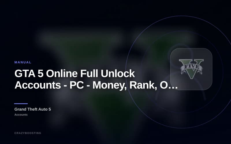 GTA 5 Online Full Unlock Accounts - PC - Money, Rank, Outfits, Cars