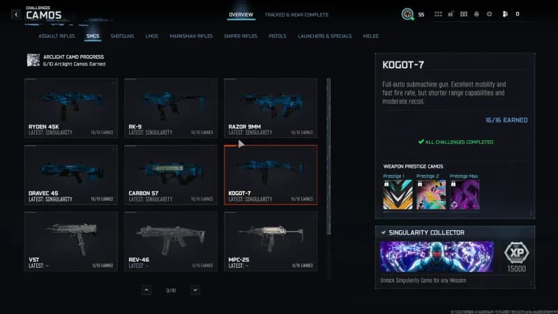 💥 BO7 💥 30x Singularity Camo💠 Prestige 1 ⭐ Level 55 🎖️ 450 Camos 🛠️ Handmade Legit ⚔️ All Guns Unlocked 👥 10 Ops 💻 Steam/Battle.net/PSN/Xbox image 3