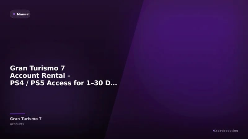Gran Turismo 7 Account Rental – PS4 / PS5 Access for 1–30 Days