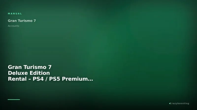 Gran Turismo 7 Deluxe Edition Rental – PS4 / PS5 Premium Access