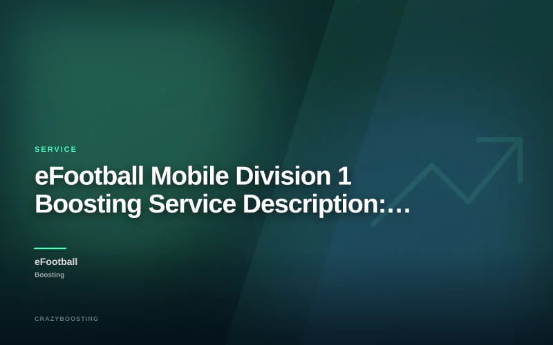 eFootball Mobile Division 1 Boosting Service  Description: I will play on your eFootball Mobile account and help you reach your desired Division.  What you get: • Professional Division boosting