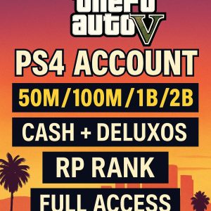 GTA 5 Legacy Edition PS4 Accounts – 50M to 2 Billion (Cash + Deluxos) | Full Access | Clean & Safe